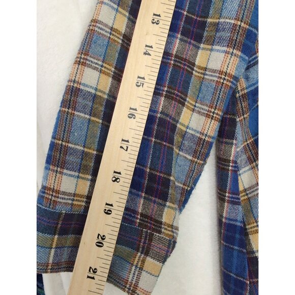 Fervour Jacket Womens 1X Blue Plaid Flannel Hood Elbow Patch Outdoor Cabincore - Picture 14 of 14